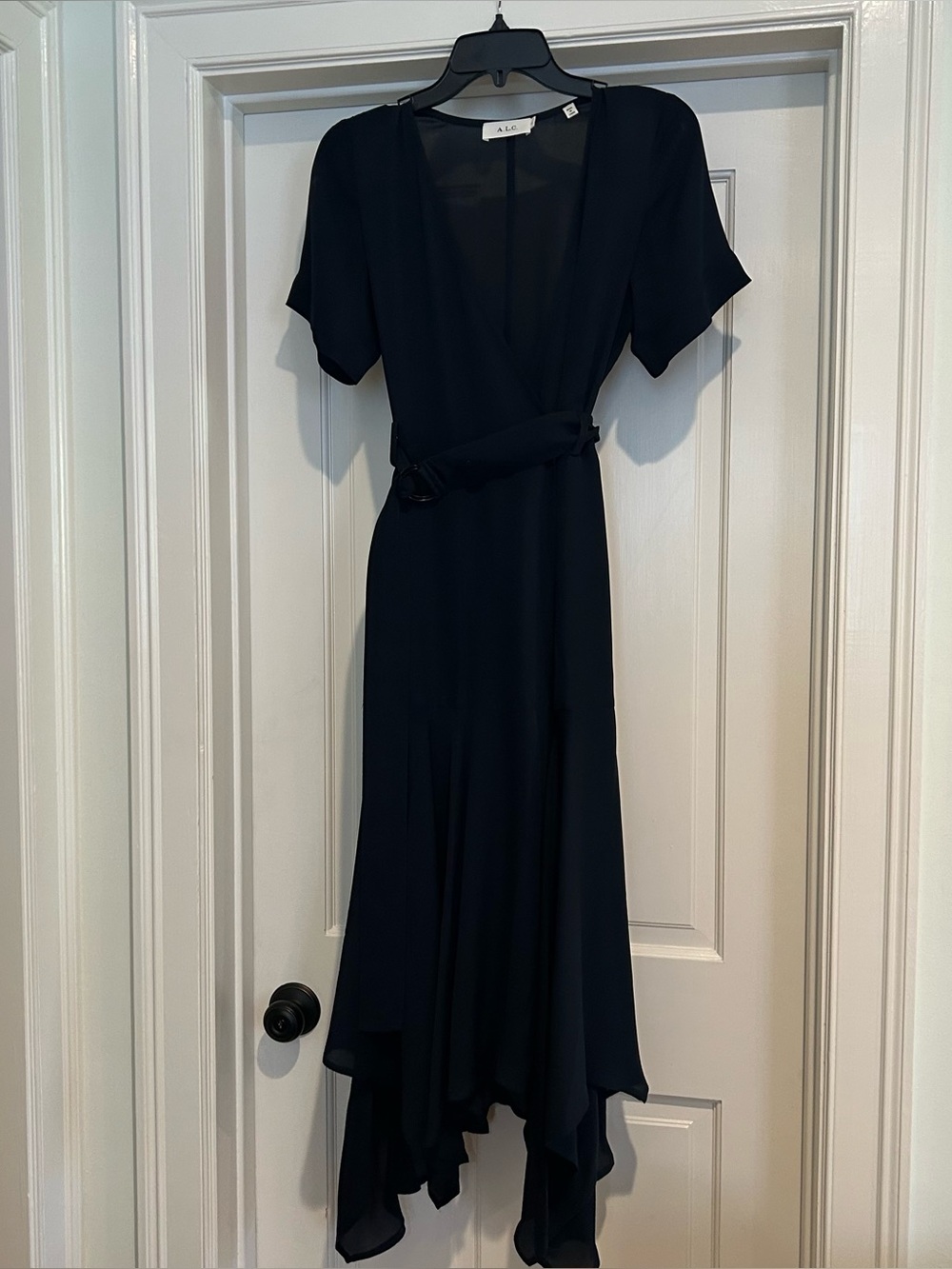 A.L.C. Navy wrap assymetrical dress.